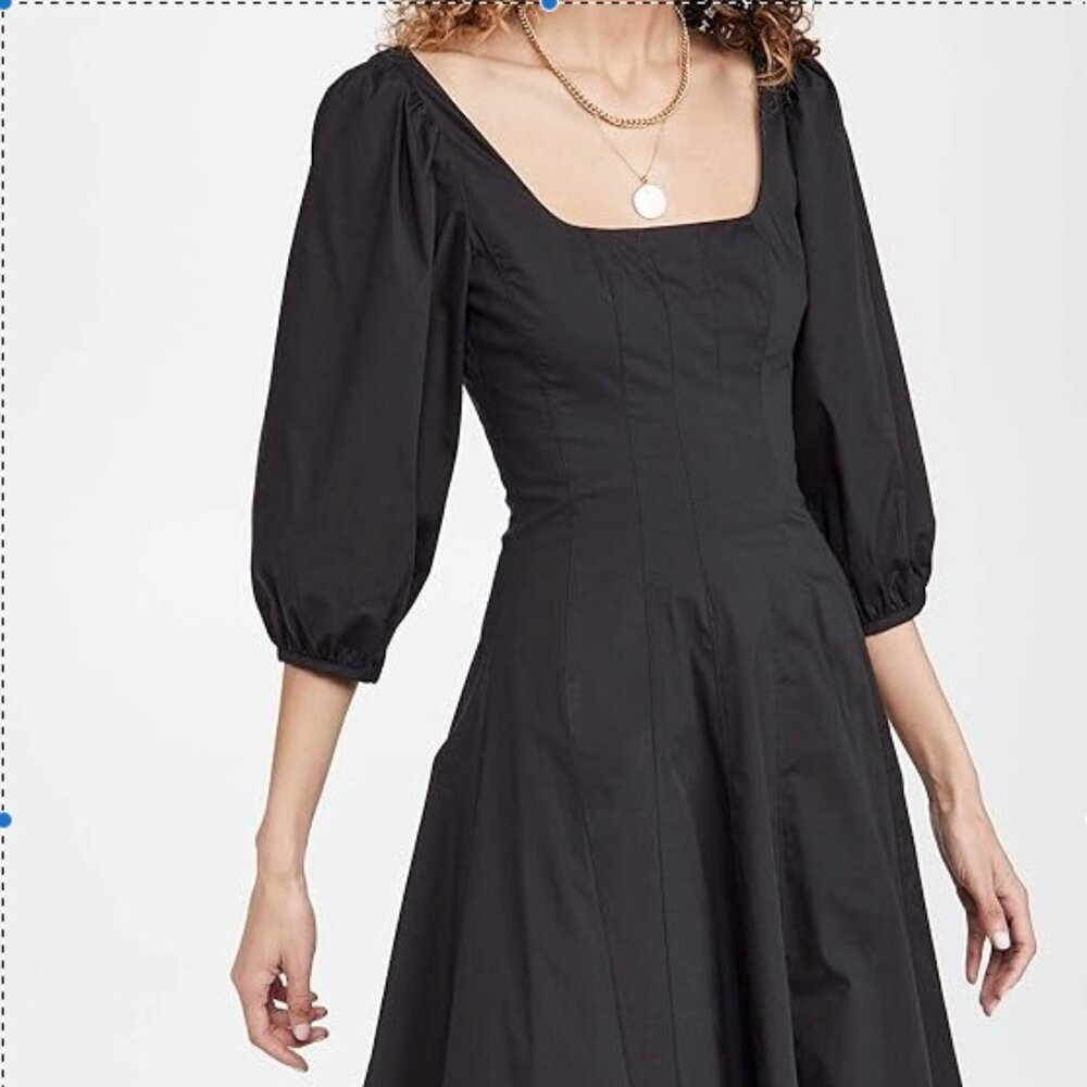 STAUD Swells Black Cotton Corset Dress Size 16